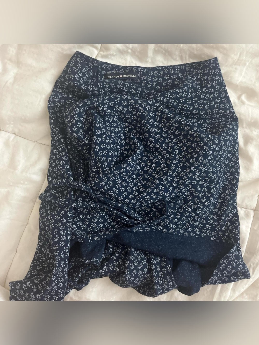 Brandy Melville Navy Mini wrap Floral Skirt